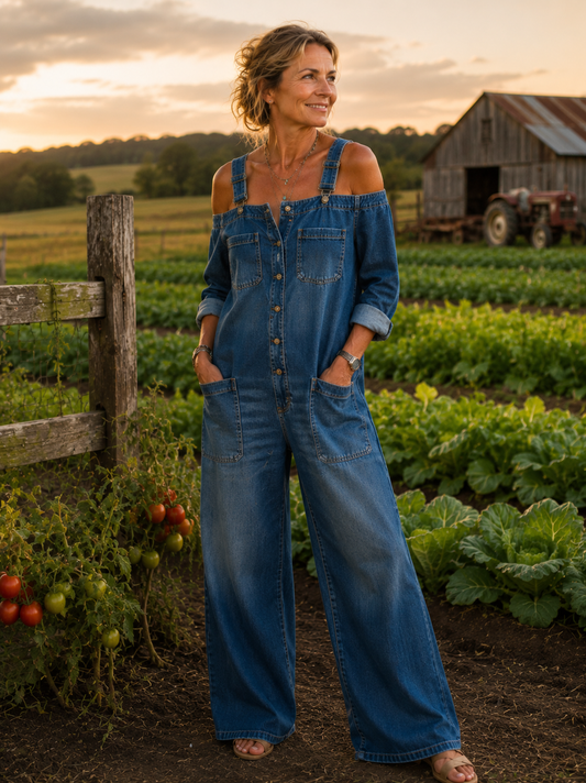 Sophia | Mono Denim con Hombros Descubiertos